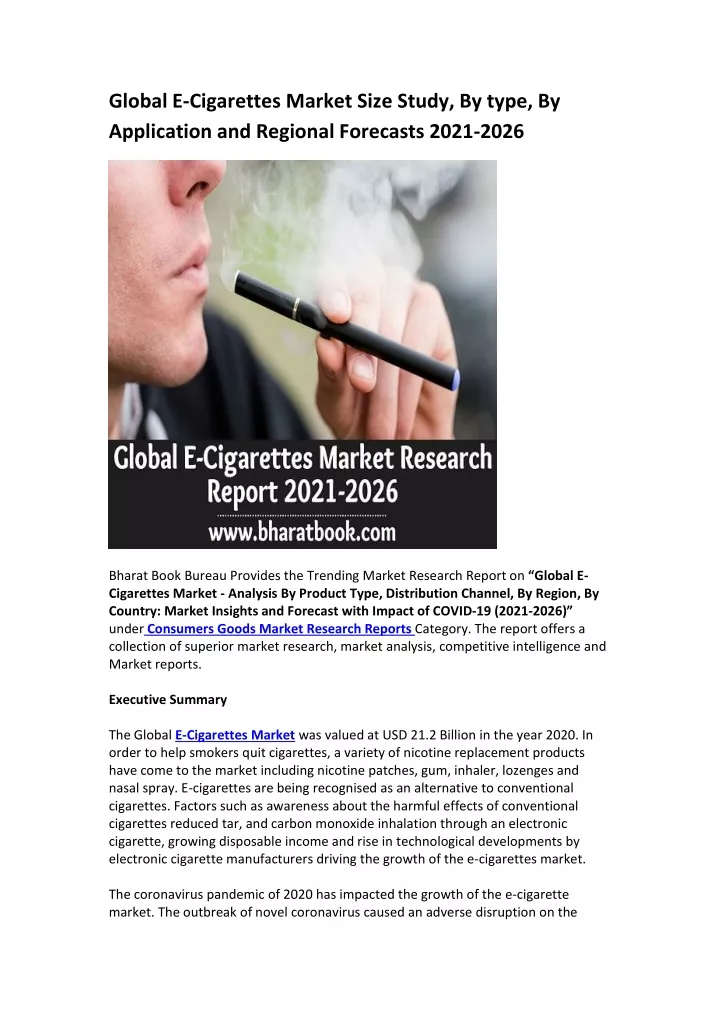 global e cigarettes market size study by type