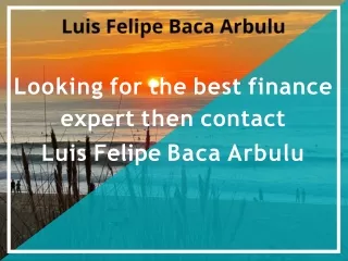 Looking for the best finance expert then contact Luis Felipe Baca Arbulu