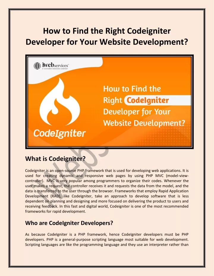 how to find the right codeigniter developer