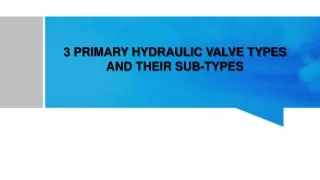 3 PRIMARY HYDRAULIC VALVE TYPES AND THEIR SUB-TYPES