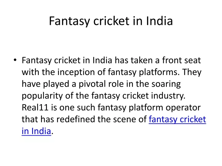 fantasy cricket in india