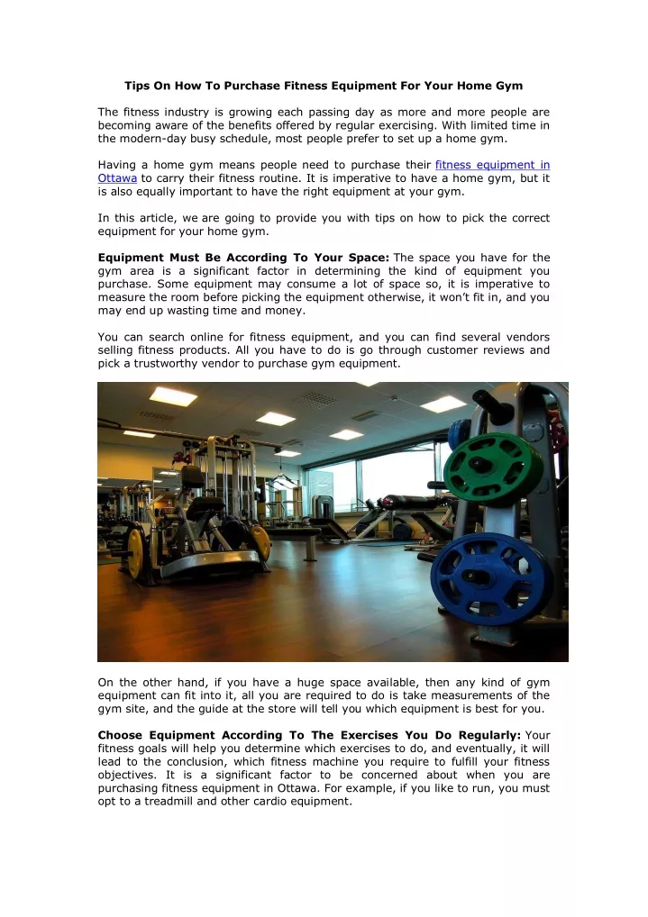 tips on how to purchase fitness equipment
