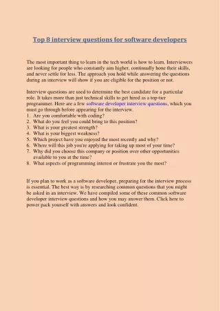 top 8 interview questions for software developers