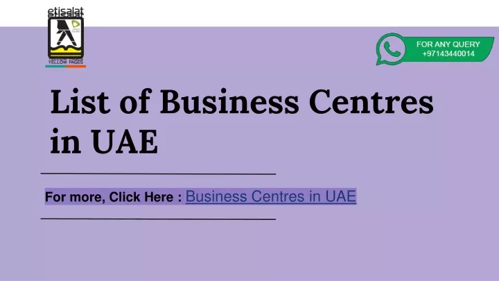 list of business centres in uae