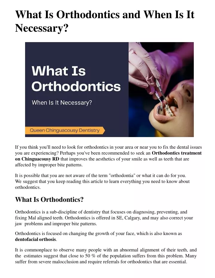 what is orthodontics and when is it necessary