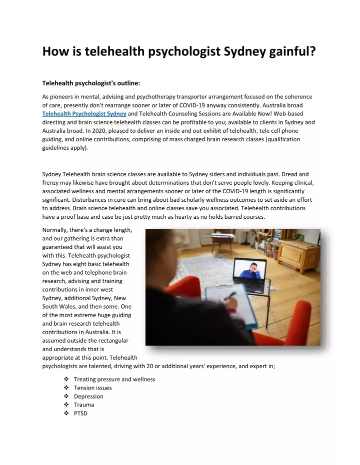 how is telehealth psychologist sydney gainful