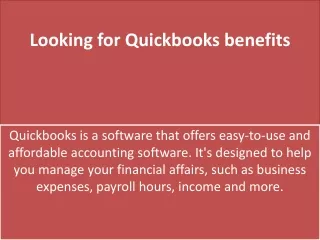 Looking for Quickbooks benefits