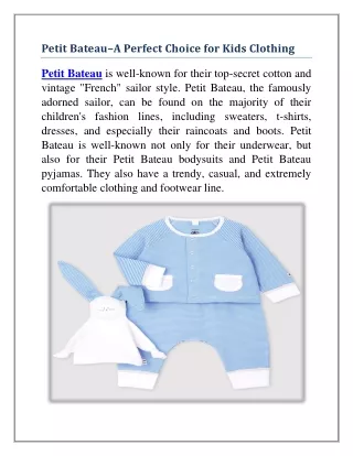 The Latest Petit Bateau Online Outlet in USA