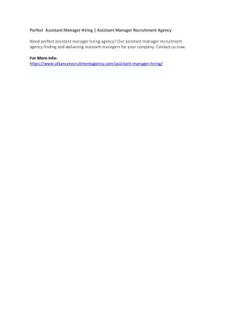 perfect assistant manager hiring assistant
