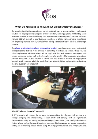 What Do You Need to Know About Global Employer Services