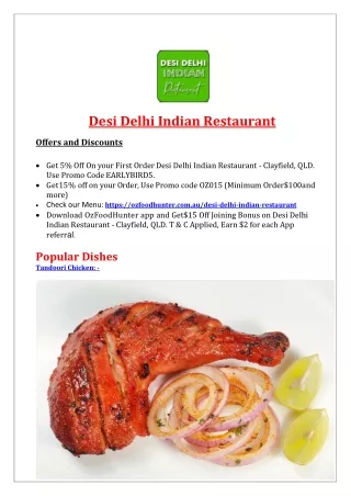 Desi Delhi Indian Restaurant Menu Clayfield, QLD - 5% off