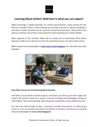 Learning Music Online Well here is what you can expect!