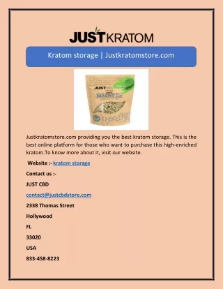 kratom storage justkratomstore com