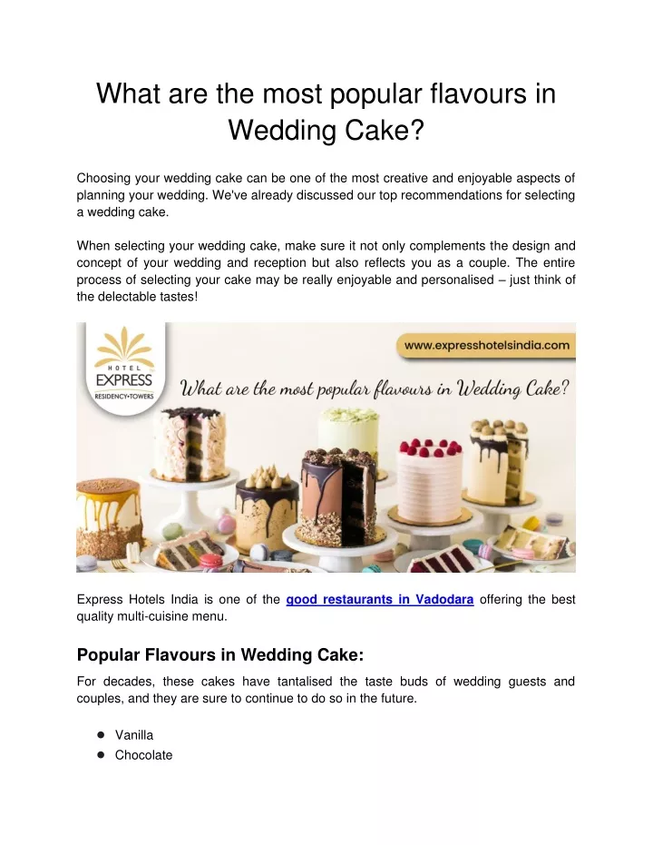 what are the most popular flavours in wedding cake