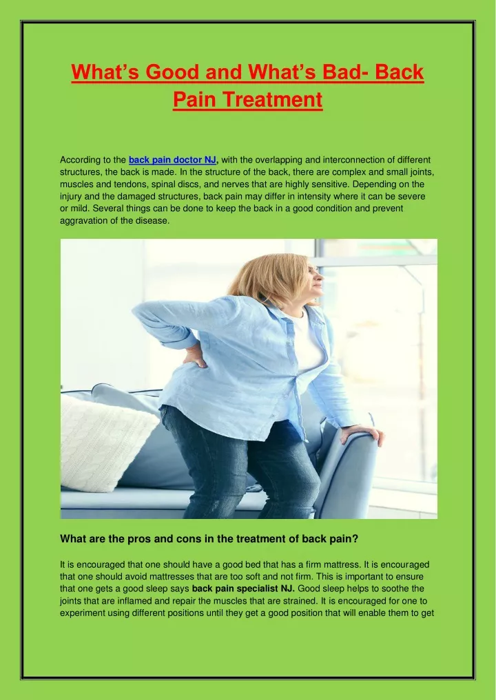 what s good and what s bad back pain treatment