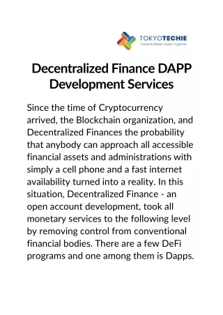 Decentralized Finance DAPP Development Services