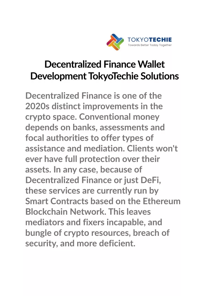 decentralized finance wallet development