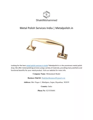 Metal Polish Services India