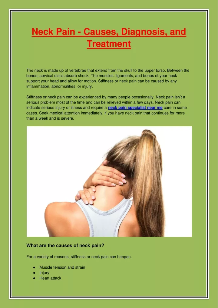 neck pain causes diagnosis and treatment
