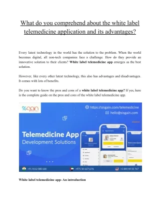 What do you comprehend about the white label telemedicine application and its ad