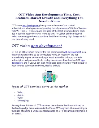 ott video app development time cost features