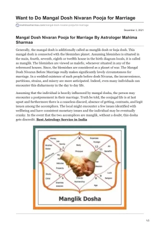Want to Do Mangal Dosh Nivaran Pooja for Marriage