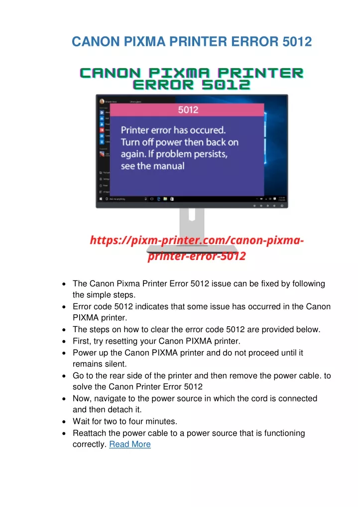 canon pixma printer error 5012