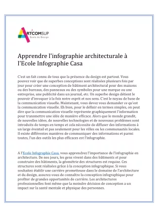 Apprendre l'infographie architecturale à l'Ecole Infographie Casa