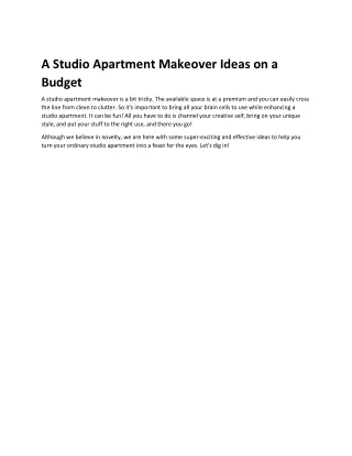 A Studio Apartment Makeover Ideas on a Budget