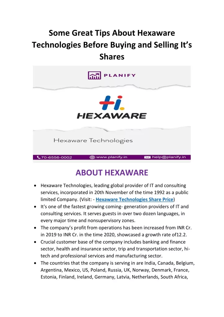 some great tips about hexaware technologies