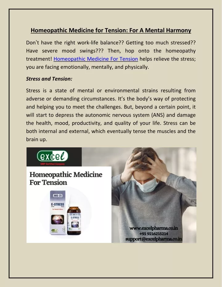 homeopathic medicine for tension for a mental