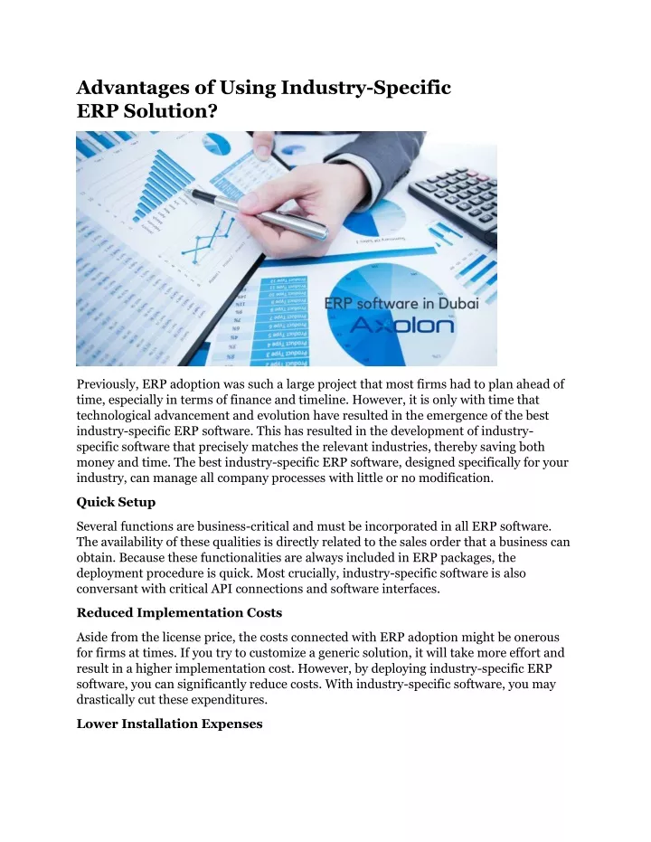 advantages of using industry specific erp solution