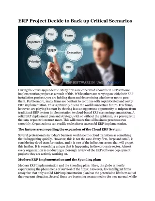 erp project decide to back up critical scenarios