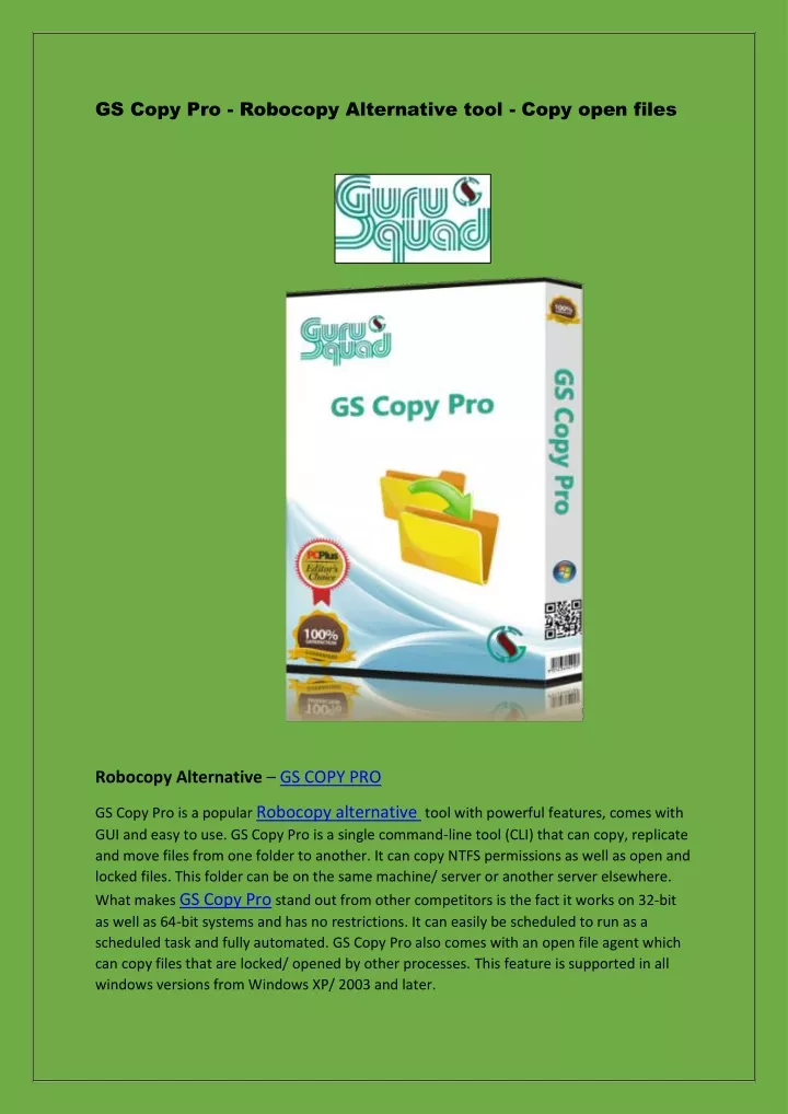 gs copy pro robocopy alternative tool copy open