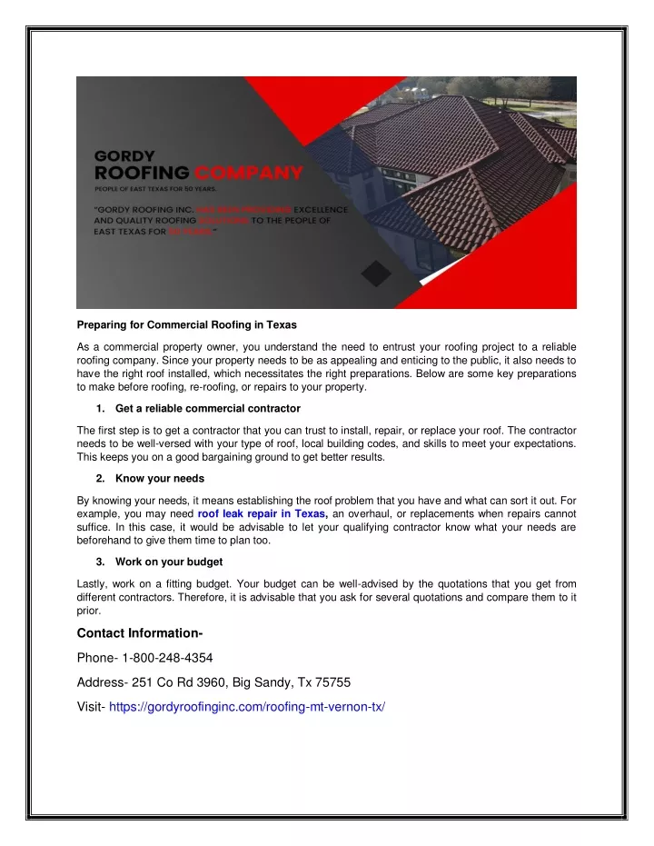 preparing for commercial roofing in texas