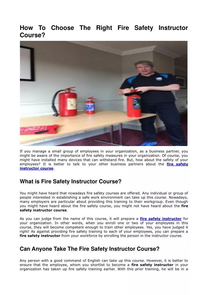 how to choose the right fire safety instructor