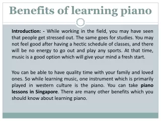 Benefits of learning piano