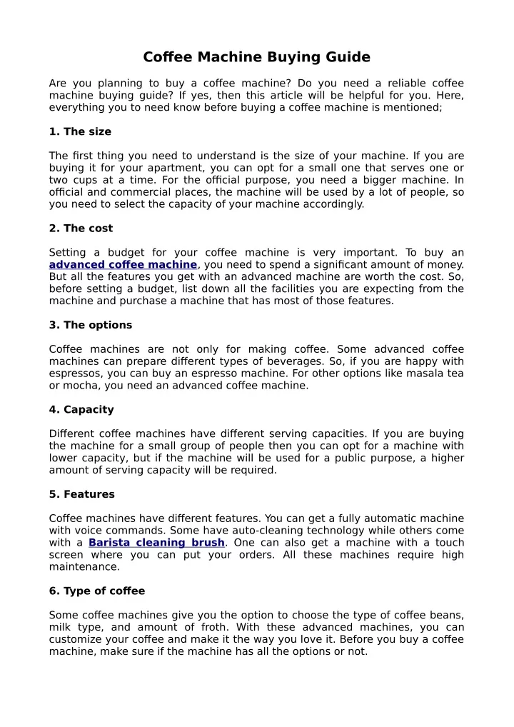 coffee machine buying guide