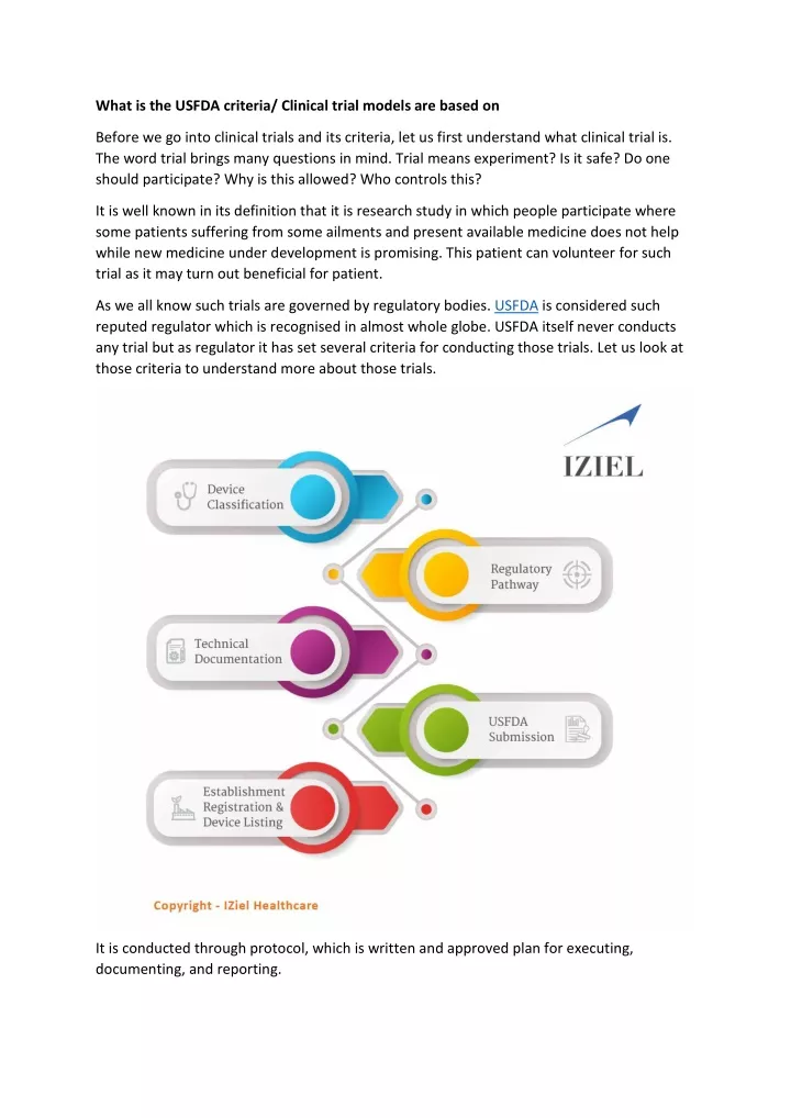 what is the usfda criteria clinical trial models