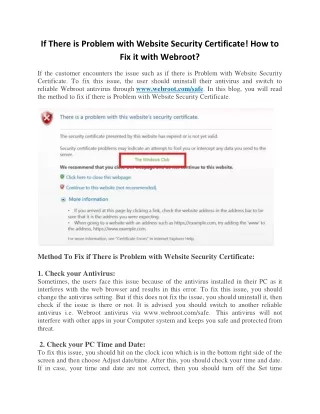 if there is problem with website security