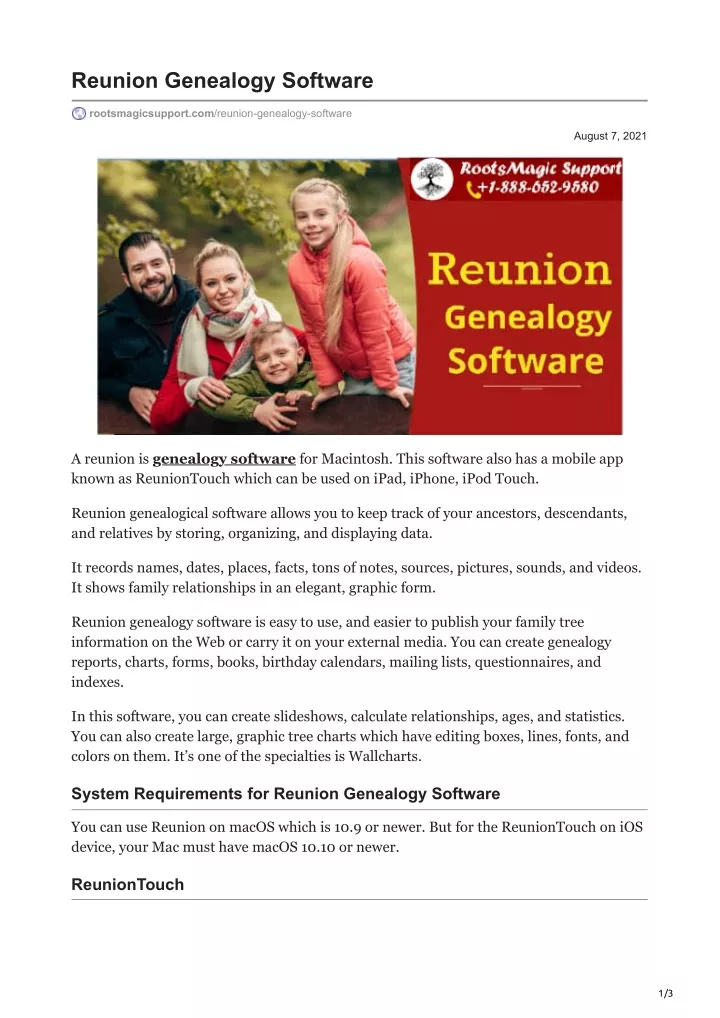 reunion genealogy software