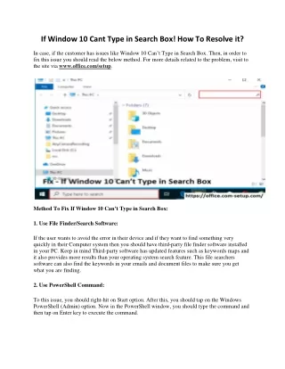 if window 10 cant type in search