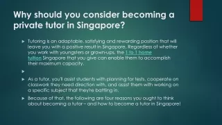 Why should you consider becoming a private tutor