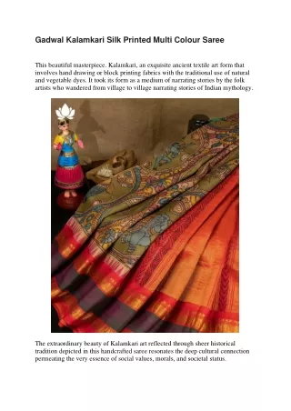 Gadwal Kalamkari Silk Printed Multi Colour Saree