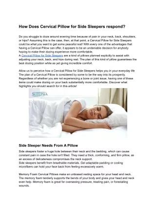 how does cervical pillow for side sleepers respond