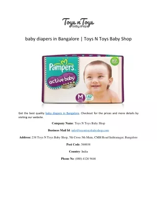 baby diapers in Bangalore