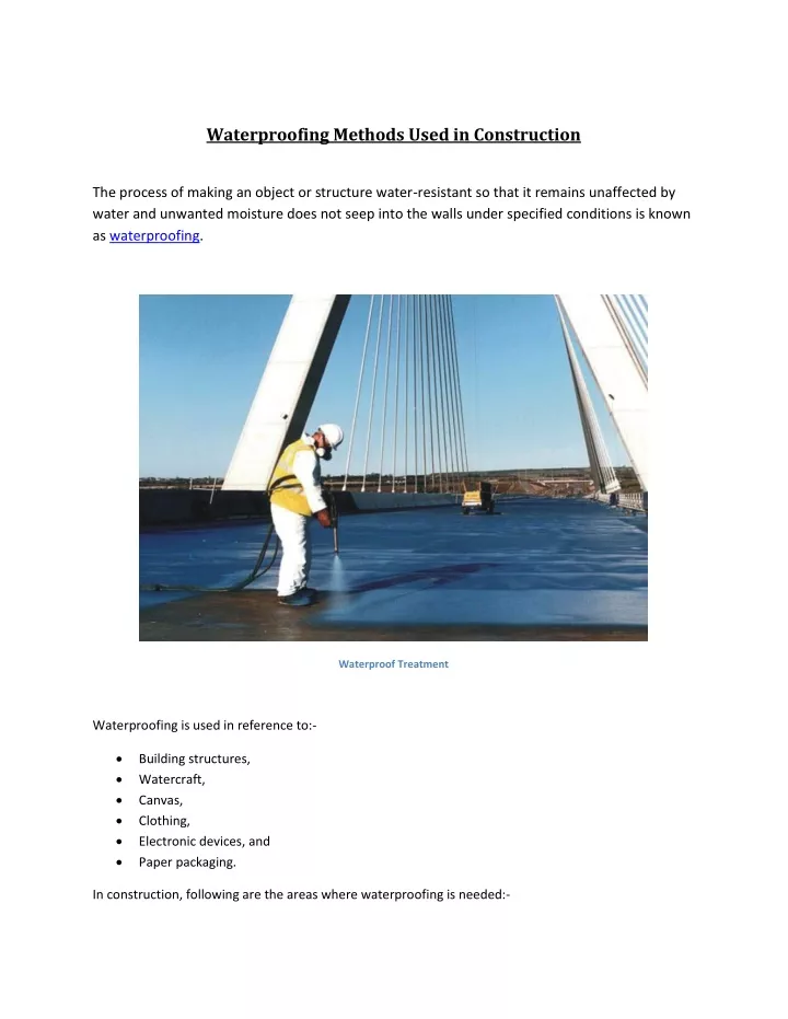 waterproofing methods used in construction