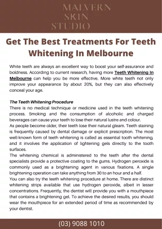 Get The Best Treatments For Teeth Whitening In Melbourne australia