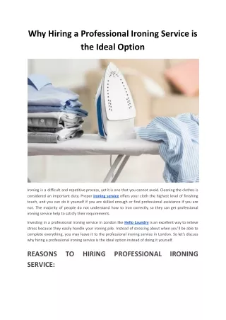 why hiring a professional ironing service