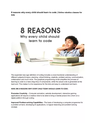 8 reasons why every child should learn to code